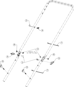 Handle Hardware Diagram and Parts List for 12AVB2M5345 2018 Yard Machines Lawn Mower